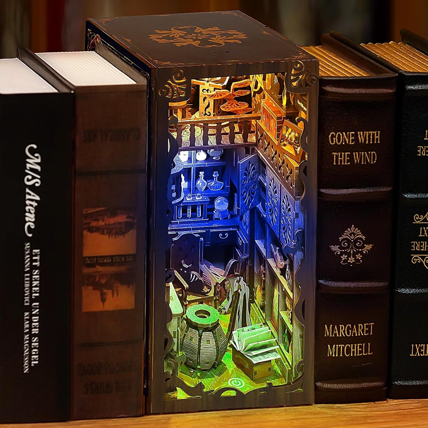 Book Nook Kits for Adults, Miniature House Dollhouse Kit for Teens, DIY Crafts for Adults, Bookshelf Decor Magic House with LED Light, Gifts for Family and Friends