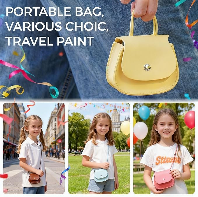 Funto Mini Watercolor Set Travel Kit with 9 Colors, Leather Bag & Watercolor Paper, Portable Drawing & Painting Supplies for Beginners, Art Gift Set