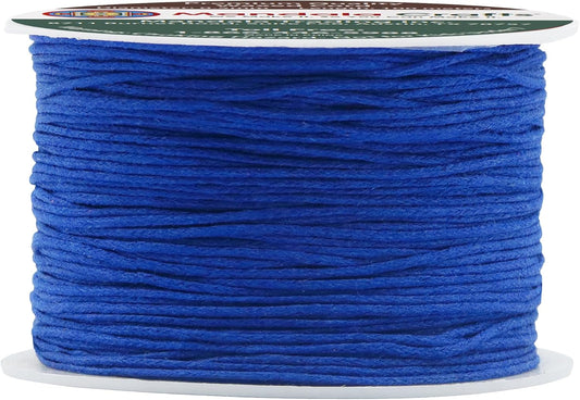 Mandala Crafts 0.5mm 109 Yards Blue Cotton Waxed Cord for Jewelry Making Bracelet Cord Waxed String - Beading String Thread Jewelry Cords for Necklaces String