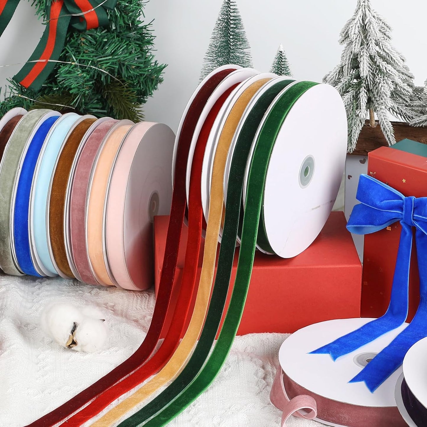 Coffee Velvet Ribbon,2" W x 20Yd Single Face,Great for Gift Wrapping,Hair Bows,Handmade Craft and Christmas,Wedding Decoration (2" Coffee)