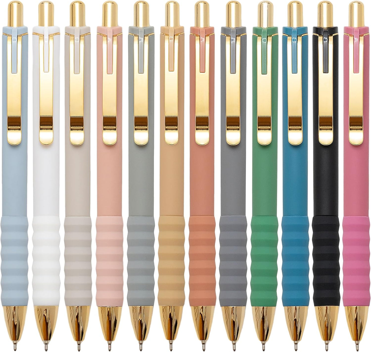 Ballpoint Pens Black Ink Ball Point Pen with Super Soft Grip Medium Point 1.0mm Office Pens (Gold 12-count)