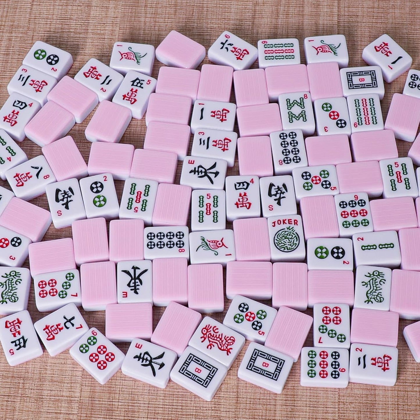American Mahjong Tile Set with 166 Pink Back Tiles (1.2”, Tiles Only), Mahjong Game Set
