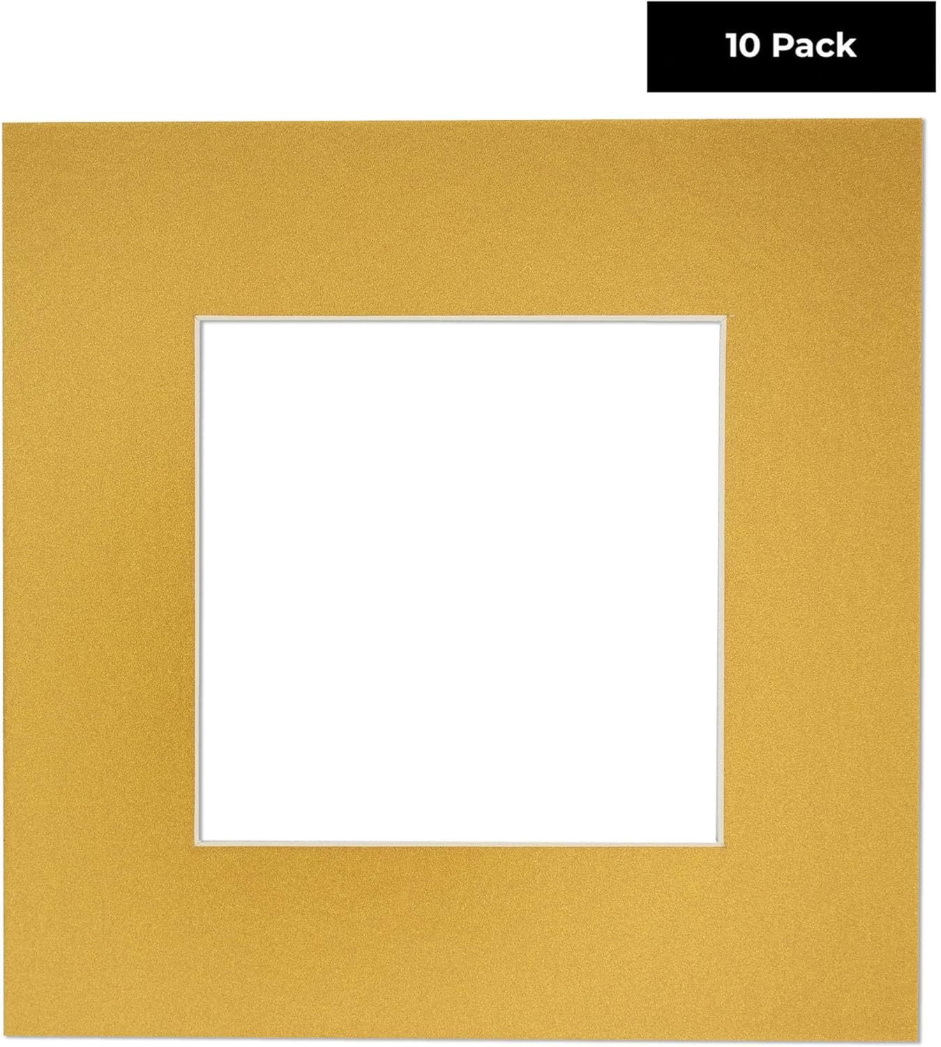 8x10 Mat for 6x8 Photo - Precut Metallic Gold Picture Matboard for Frames Measuring 8 x 10 Inches - Bevel Cut Matte to Display Art Measuring 6 x 8 Inches - Acid Free Pack of Ten MATS