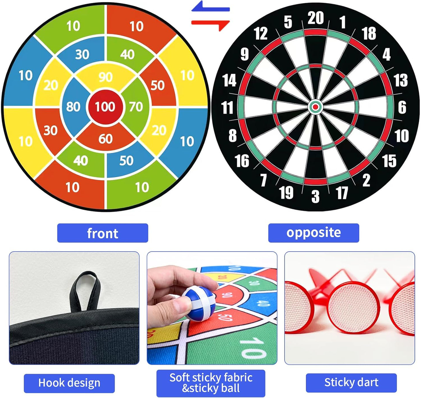 29 Inches Dart Board for Kids，Kids Large Dart Board with Sticky Balls and Darts，Indoor/Outdoor Sport Party Fun Games Toys Birthday Gifts for 3 4 5 6 7 8 9 10 11 12+Year Old Boys Girl