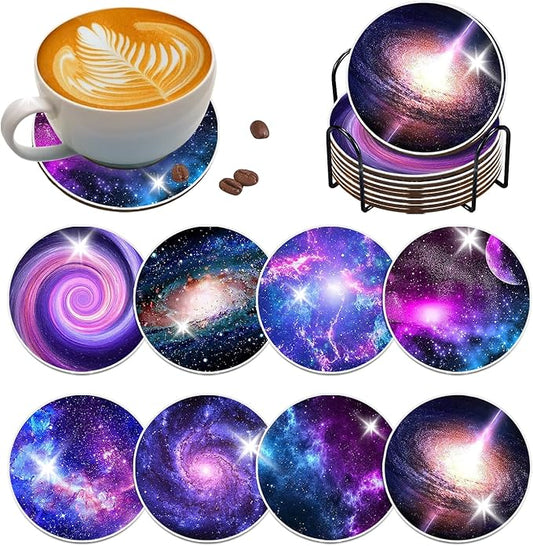 8 pcs Diamond Painting Coasters | Diamond Art Coasters | Galaxy and Nebula Diamond Art Painting | Perfect Art Craft Gift for Galaxy Lover, Dad, Mom, Grandparents, Brother, Sister.
