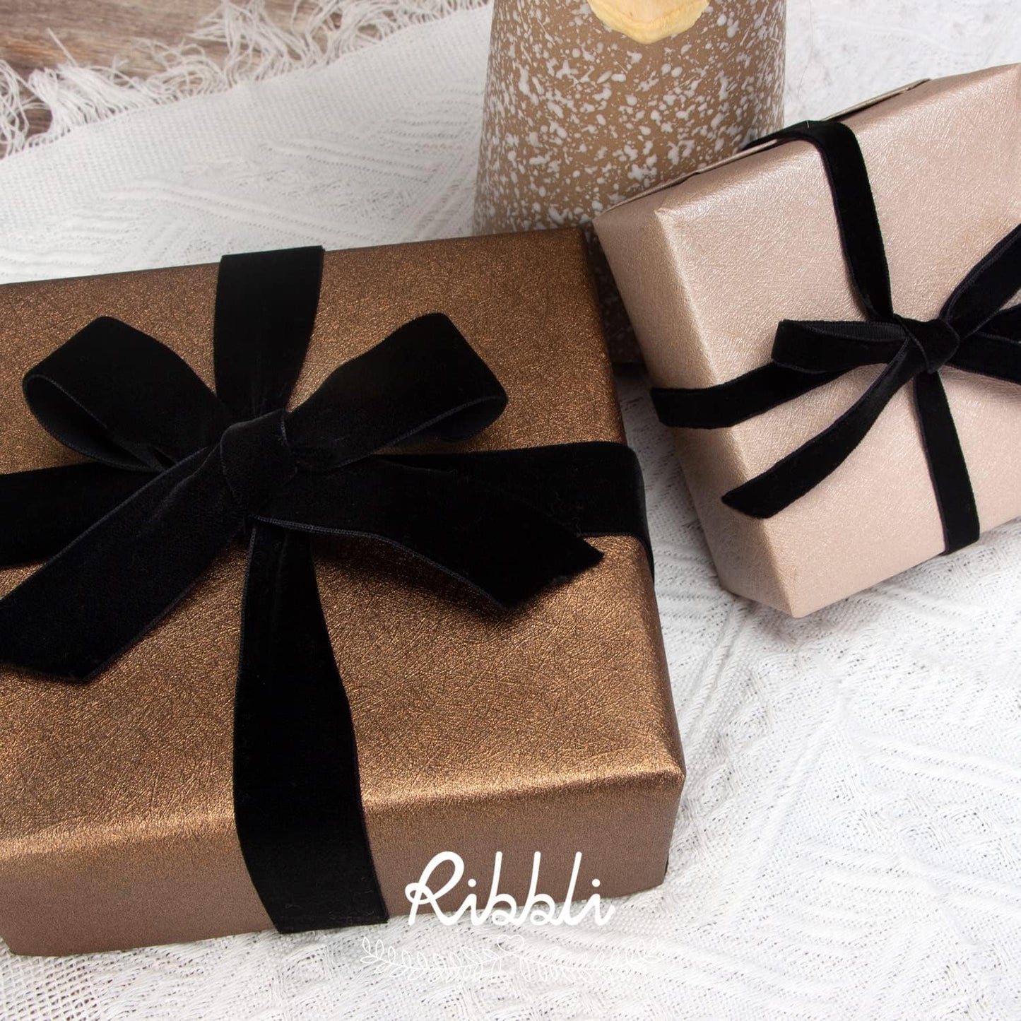 Ribbli Polyester Black Velvet Ribbon,1Inch,10-Yard Spool,Use for Choker,Gift Wrapping,Floral Bouquets, Boutonnieres