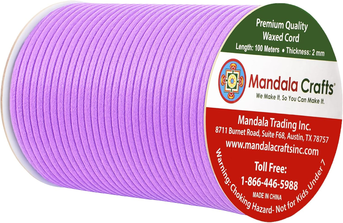 Mandala Crafts 2mm 109 Yards Lilac Cotton Waxed Cord for Jewelry Making Bracelet Cord Waxed String - Beading String Thread Jewelry Cords for Necklaces String