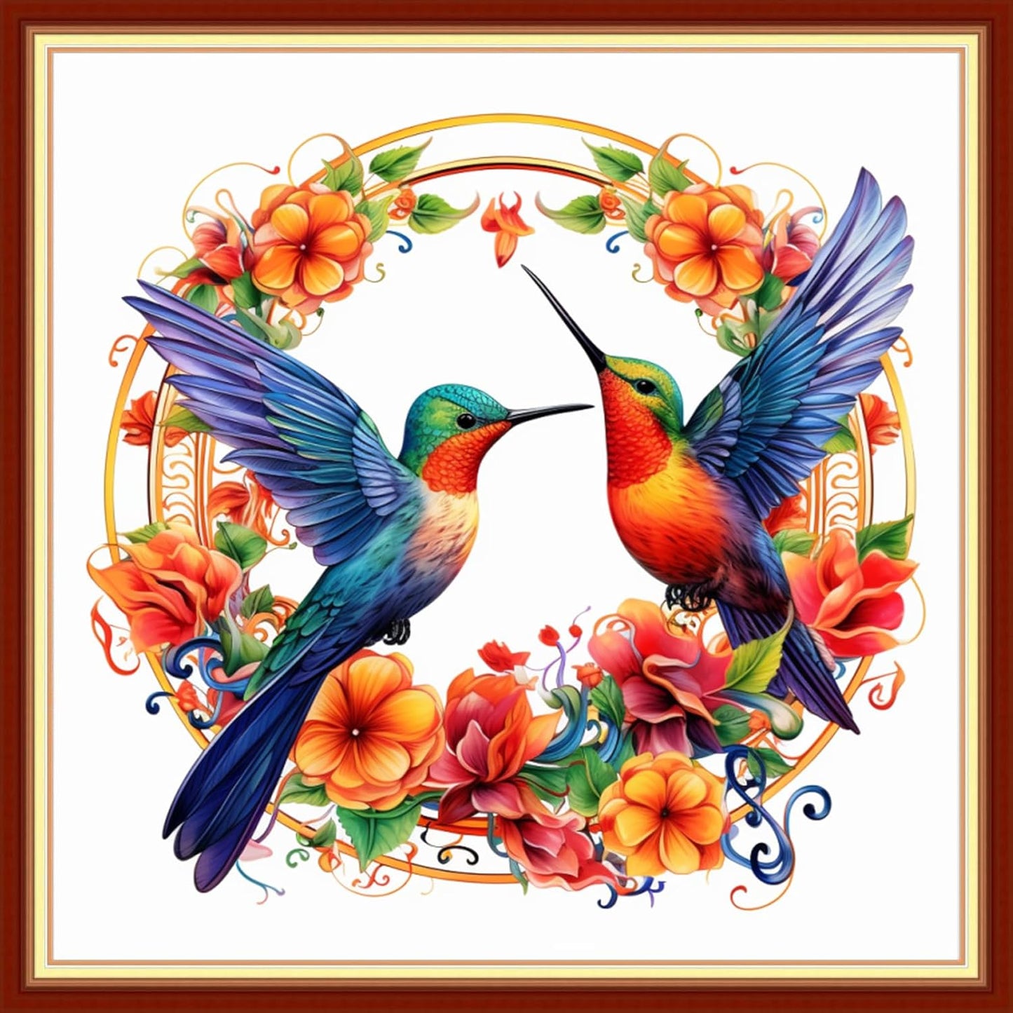 Dooxvey Cross Stitch Kits for Adults Beginners,Full Range of Cross-Stitch Stamped Kits Needlepoint Kits for Beginners Embroidery Kits 11CT Cross Stitch Patterns-Hummingbird Wreath 18x18 inch