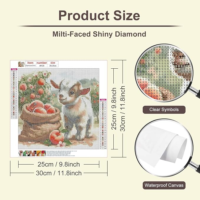 Anuver Sheep Diamond Painting Kits for Adults, Full Drill Diamond Art Kits for Beginner, 5D DIY Diamond Painting Kits for Home Wall Decor, 12x12 Inch