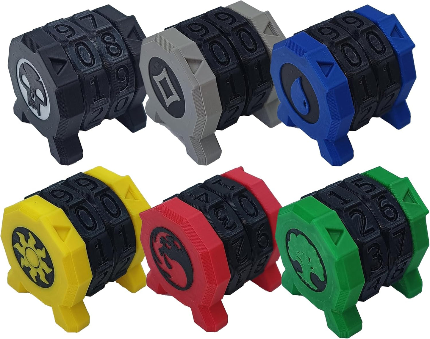 6PCS MTG Life Counter Set, 6 Terrain Types, 1.3 inch Gaming Tokens, Multi-Color