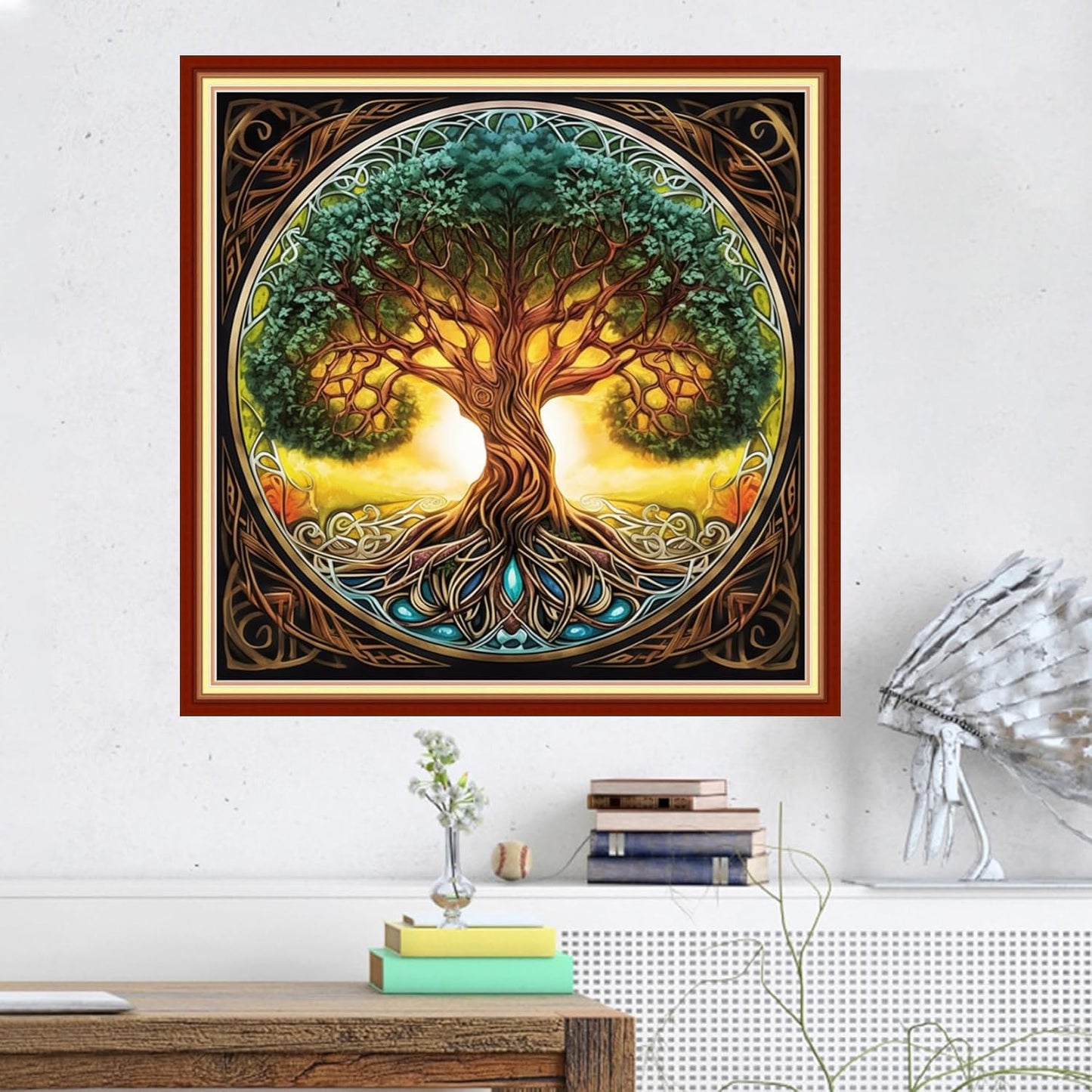 Magxvouy Cross Stitch Kits Stamped Full Range of Embroidery Kits,Cross Stitch Patterns Needlework Kits for Beginners 11CT Printed Kits&Magic Tree 18x18 inch