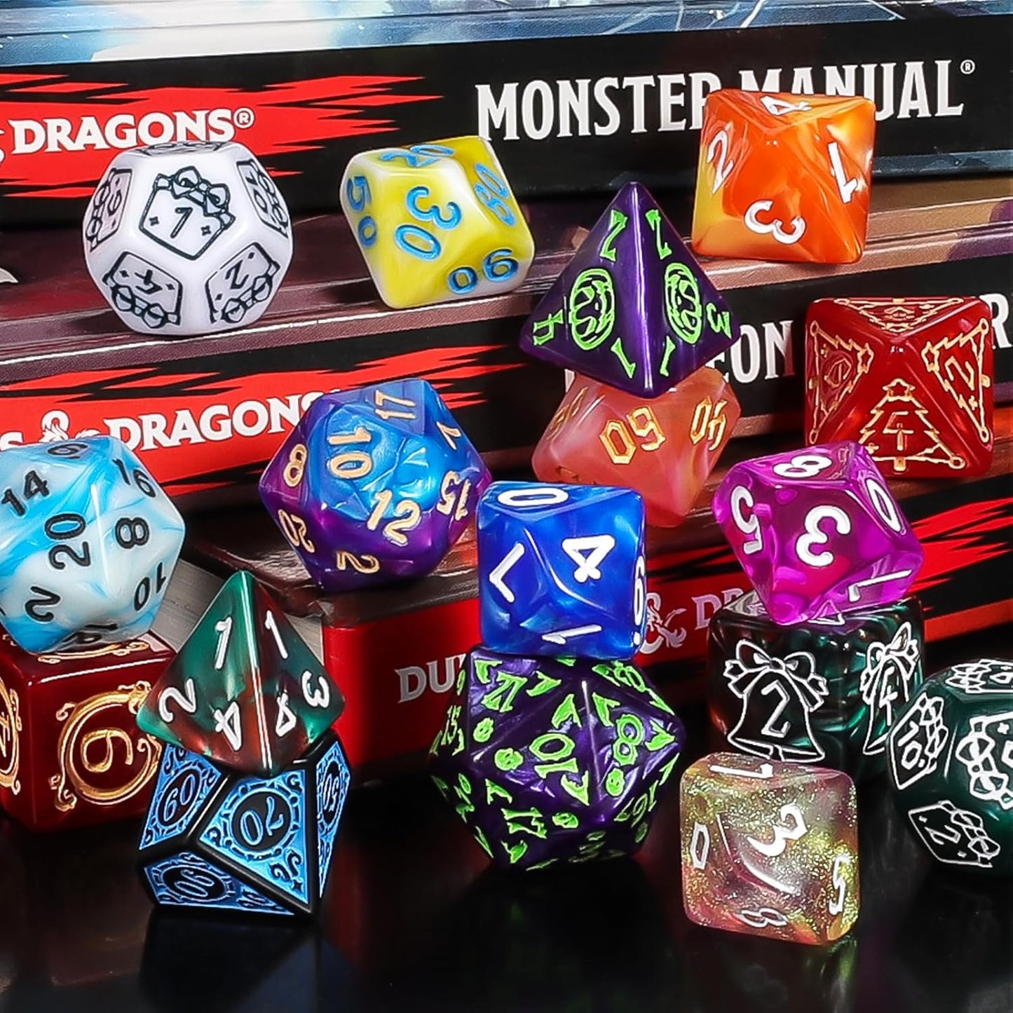 CiaraQ Mystery DND Dice Sets - Random 9 Complete Polyhedral Dice Sets with 9 Random Bags, Wide Range of Patterns, Surprise Blind Box DND Gifts for Dungeons & Dragons, Role Playing Table Game