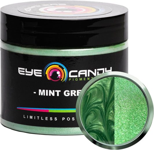 Eye Candy Pigments Premium Green Mica Powder - Mint Green (50gr) - for Epoxy, Resin, Soap, Paint, Woodworking, Acrylic Pouring, Bath Bombs, Fishing Lures - DIY Arts and Crafts Additive