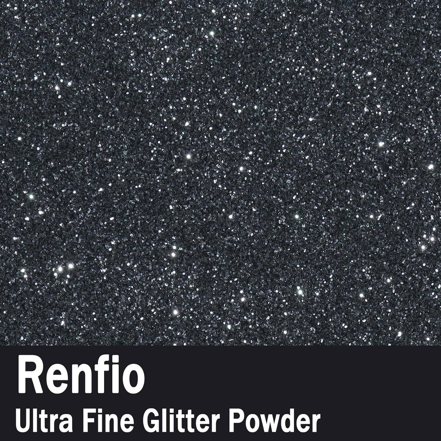 Renfio Ultra Fine Glitter Powder Metallic Resin Glitter 2.11 Oz (60g) PET Flakes Crafts Sequins 1/128" 0.008" 0.2mm Epoxy Chips Flakes for Tumblers Slime Decoration - Charcoal