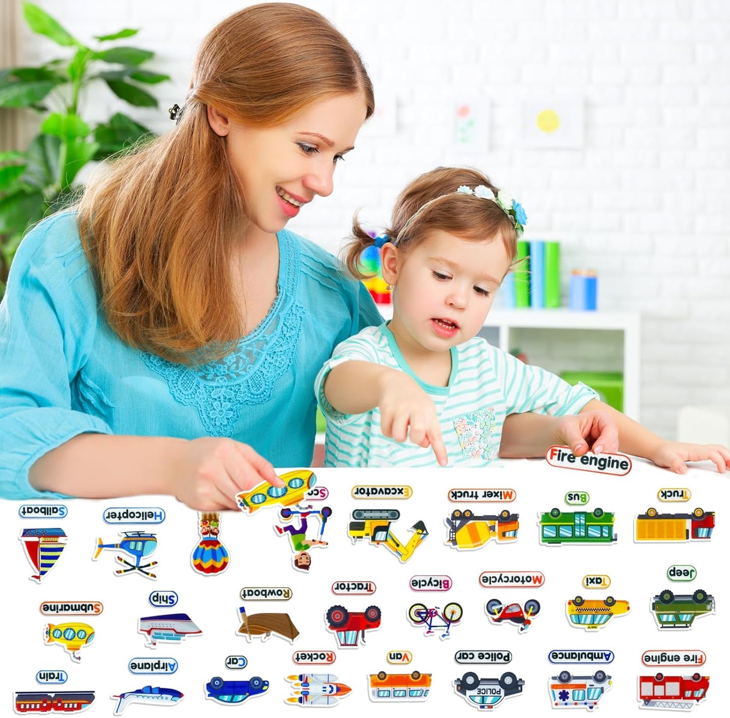 Felt Transportation Vehicles Learning Pieces,48 Felt Flannel Board Pieces,Air Land Sea Airplane Learning for Toddlers for Kindergarten,Preschool,Toddlers
