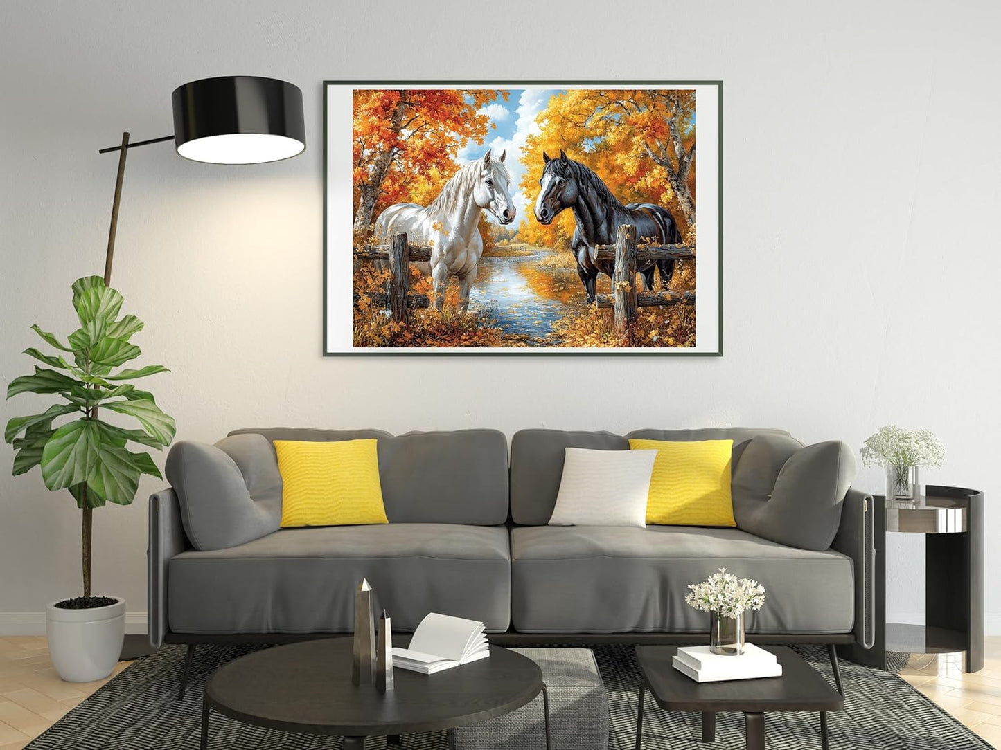 Moohue Art Crafts 14ct Counted Cross Stitch Patterns Kits Animals Horses Printed Stamped Cross Stitch Kits for Adults Needlepoint Kits (Animals Handsome Horses)