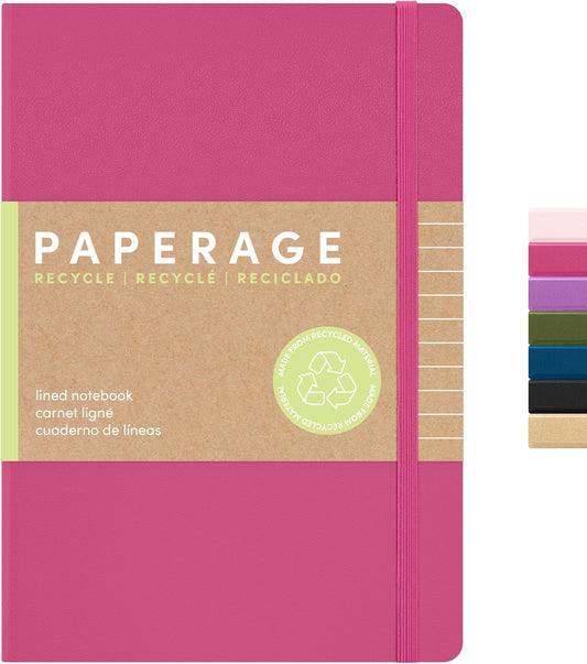 PAPERAGE Recycled Lined Journal Notebook, (Rose), 160 Pages, Medium 5.6 in x 8 in - 100 GSM Thick Paper – College Ruled, Hardcover Journaling Notebook for Work, School & Note Taking