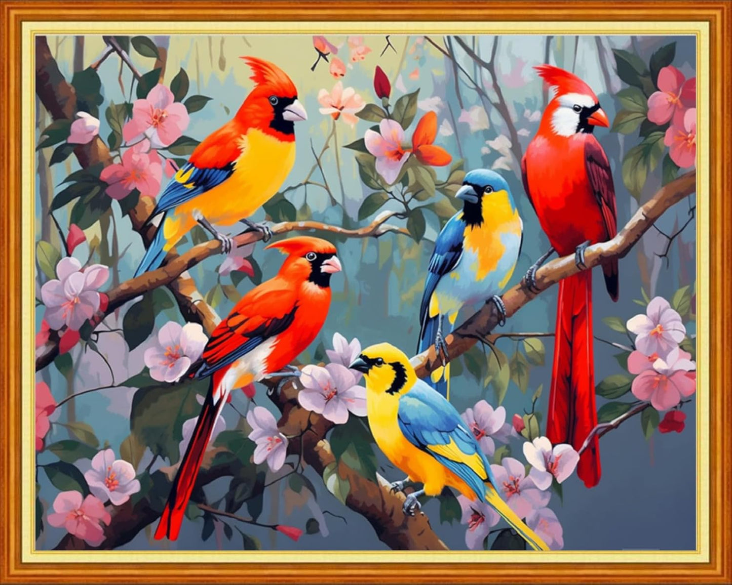 Joyhoor Cross Stitch Kits for Beginners Stamped Cross-Stitch Supplies Needlework preprint Embroidery Kits for Adults DIY Needlepoint Kits Embroidery Patterns 11CT-Birds and Flowers 16x20 inchs