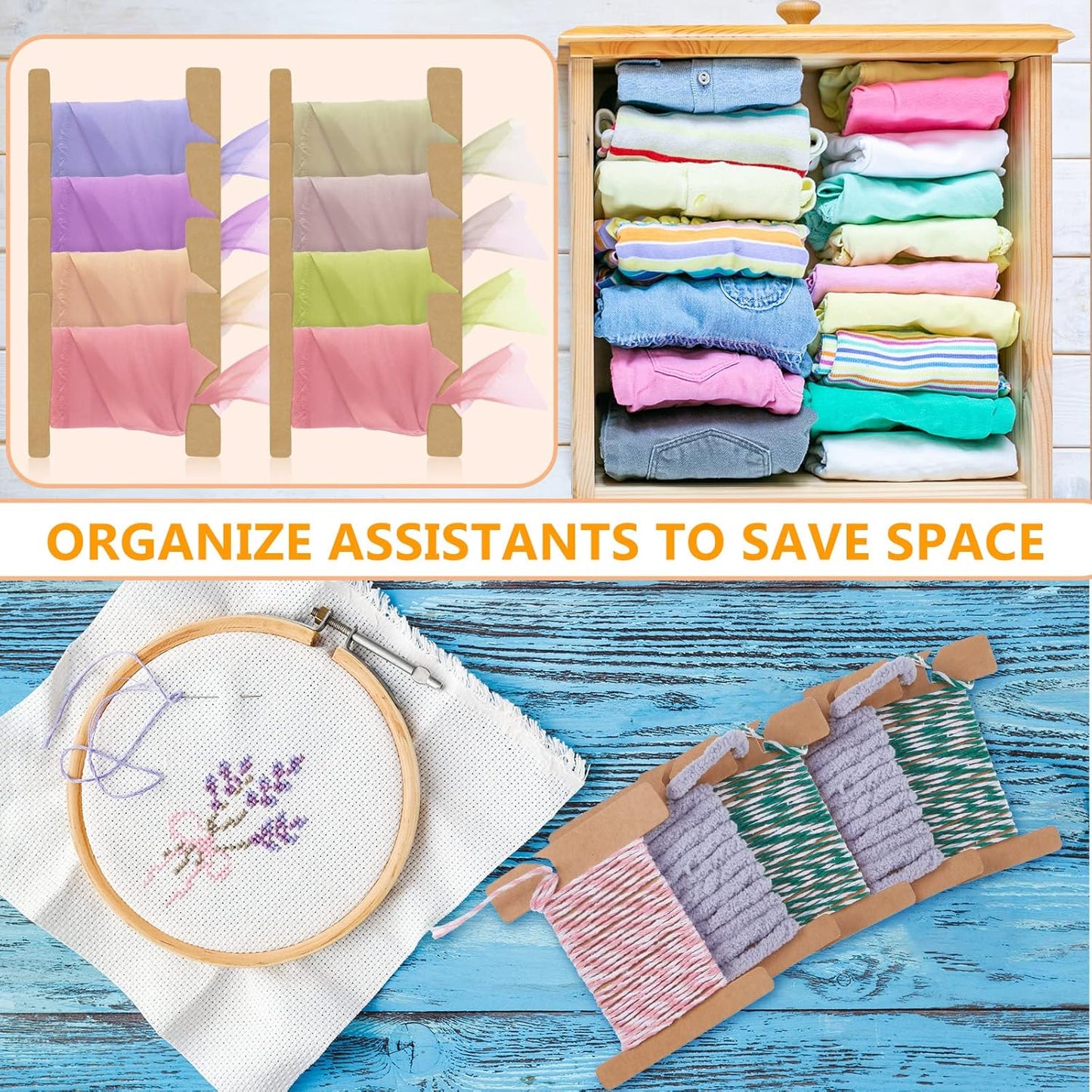 100 Pcs Ribbon Organizer Set Cardboard Ribbon Spools Embroidery Floss Holder Organizer Embroidery Thread Holder Empty Cardboard Yarn Bobbin for Cross Stitch Craft DIY Sewing