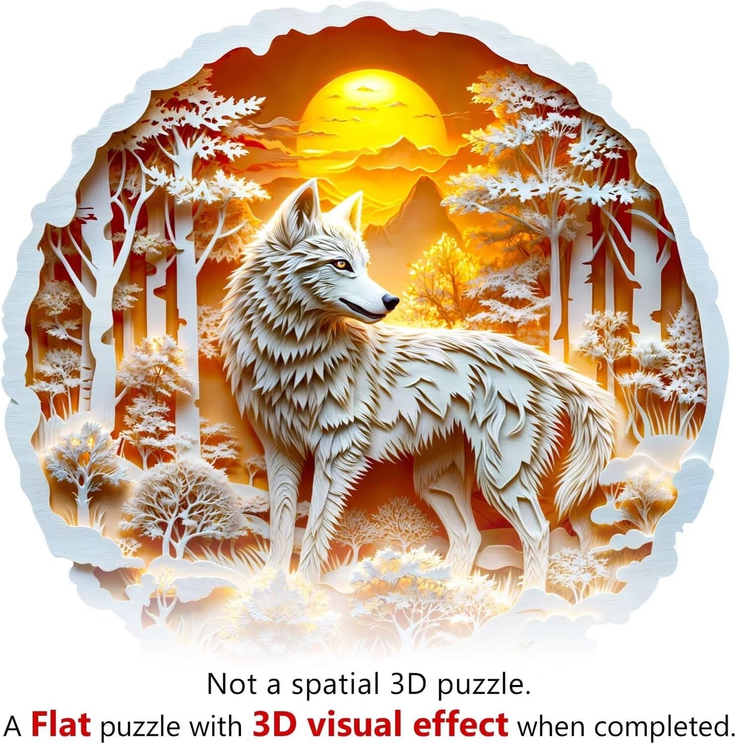 Wooden Puzzles for Adults, 3D Wolf Wooden Puzzles 100 Pieces, Unique Animal Shaped Wood Challenging Jigsaw Puzzles Gifts for Adults, 8.5x8.5in