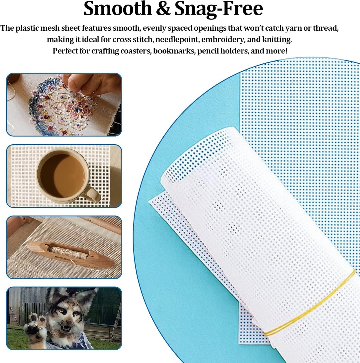 Plastic Canvas Sheets 13.4” x 10.4” Per Sheet, 2.5mm Mesh (About with 7 Holes per inch) Easy-to-Cut Needlepoint Canvas for Cross Stitch, Embroidery, DIY Crafts & Aquarium Dividers (6 Piece)
