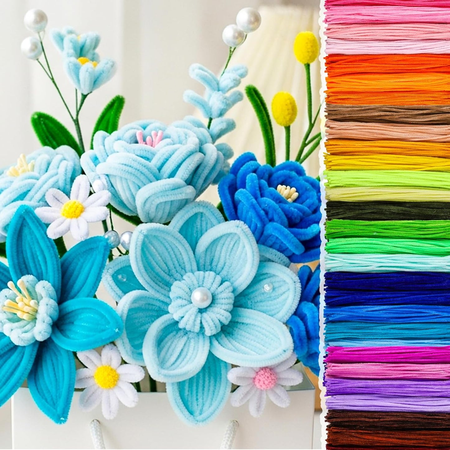 Caydo 4000 Pieces Pipe Cleaners 40 Assorted Colored Chenille Stems for Art and Crafts, Pipe Cleaner Crafts for DIY Art and Craft Projects Creative Gift Party Decorations