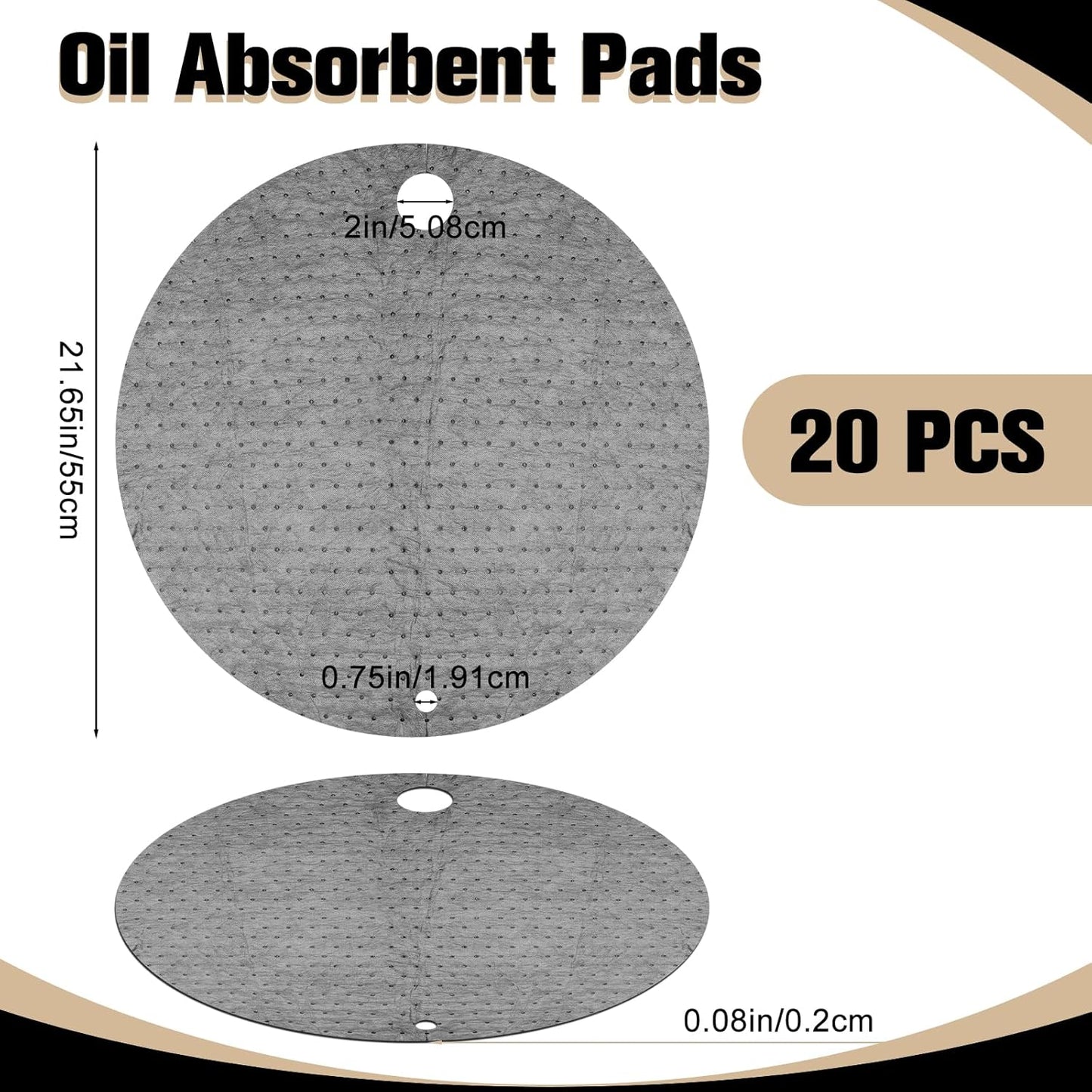 AHIER 20PCS Oil Absorbent Pads, Oil Absorbing Pads for 55 Gallon Drums Barrel 22" Diameter Drum Lid Oil Mat with Holes, Gray