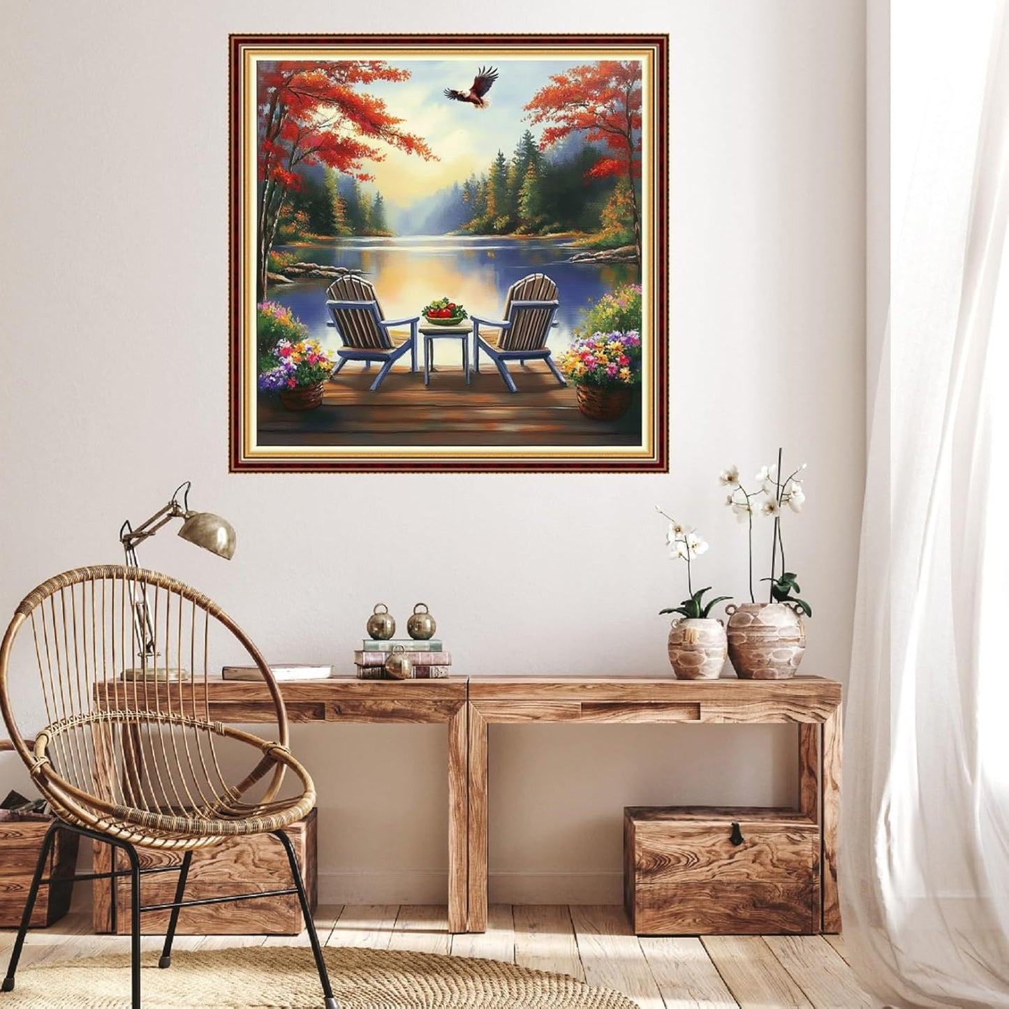 Hopeart Stamped Cross Stitch Kits for Beginner Embroidery Kits for Beginners Adults DIY 11CT Cross Stitch Patterns Needlepoint Kits Crossstitching Kits-Rest by The Lake 18x18 inch