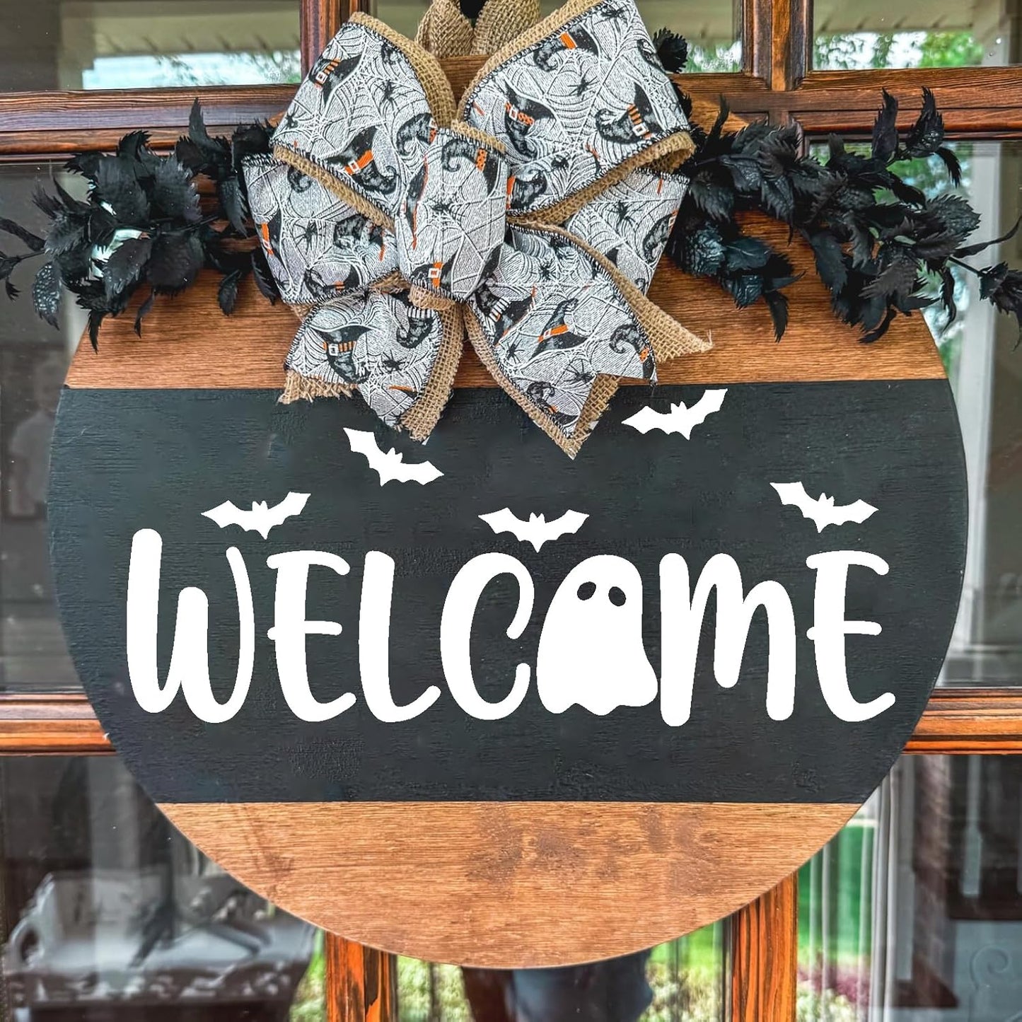 Halloween Stencils for Painting on Wood 12” Halloween Stencil Hey Boo Ghost Face Pumpkin Bats Spider Templates for Door Hanger Porch Sign Doormat