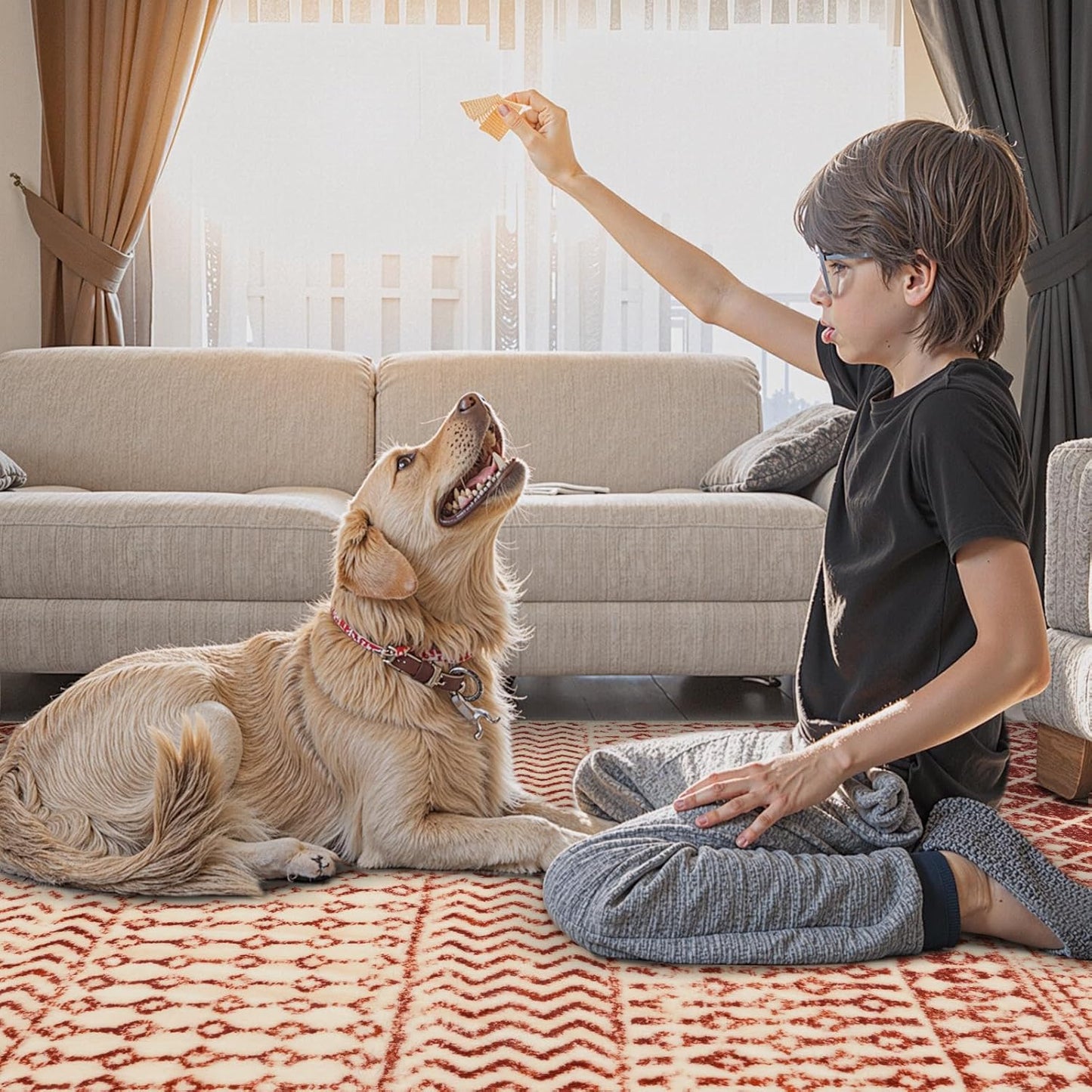 Moroccan Rug Runner 2x6, Terracotta Non Slip Washable Bathroom Rug Runners, Soft Low Pile Tribal Geometric Hallway Runner Rugs for Bedroom Kitchen Laundry Living Room