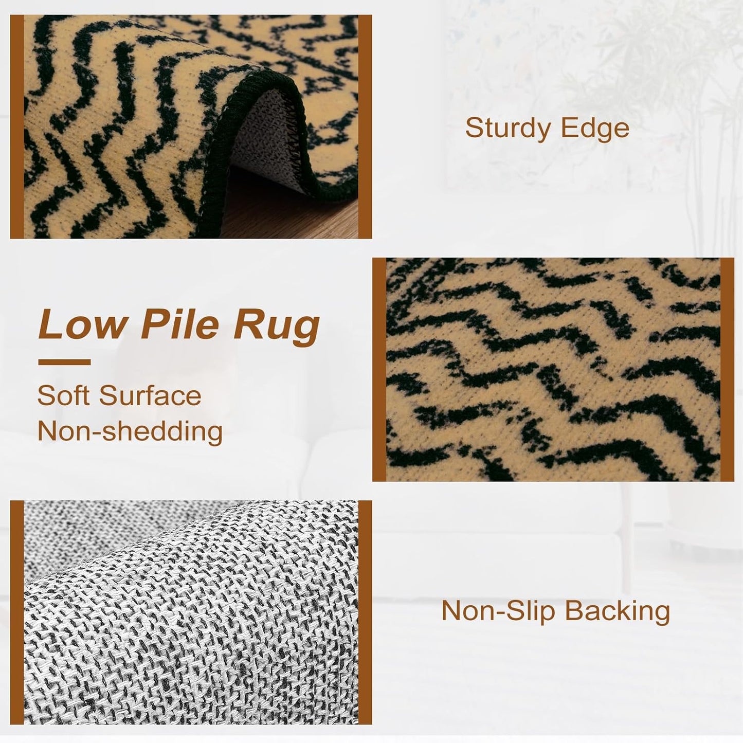 Moroccan Rug Runners for Hallways, 2x8 Ultra Soft Non-Slip Farmhouse Kitchen Rugs, Washable Natural Brown Rug Carpet Runner for Entryway Laundry Bedroom Doorway