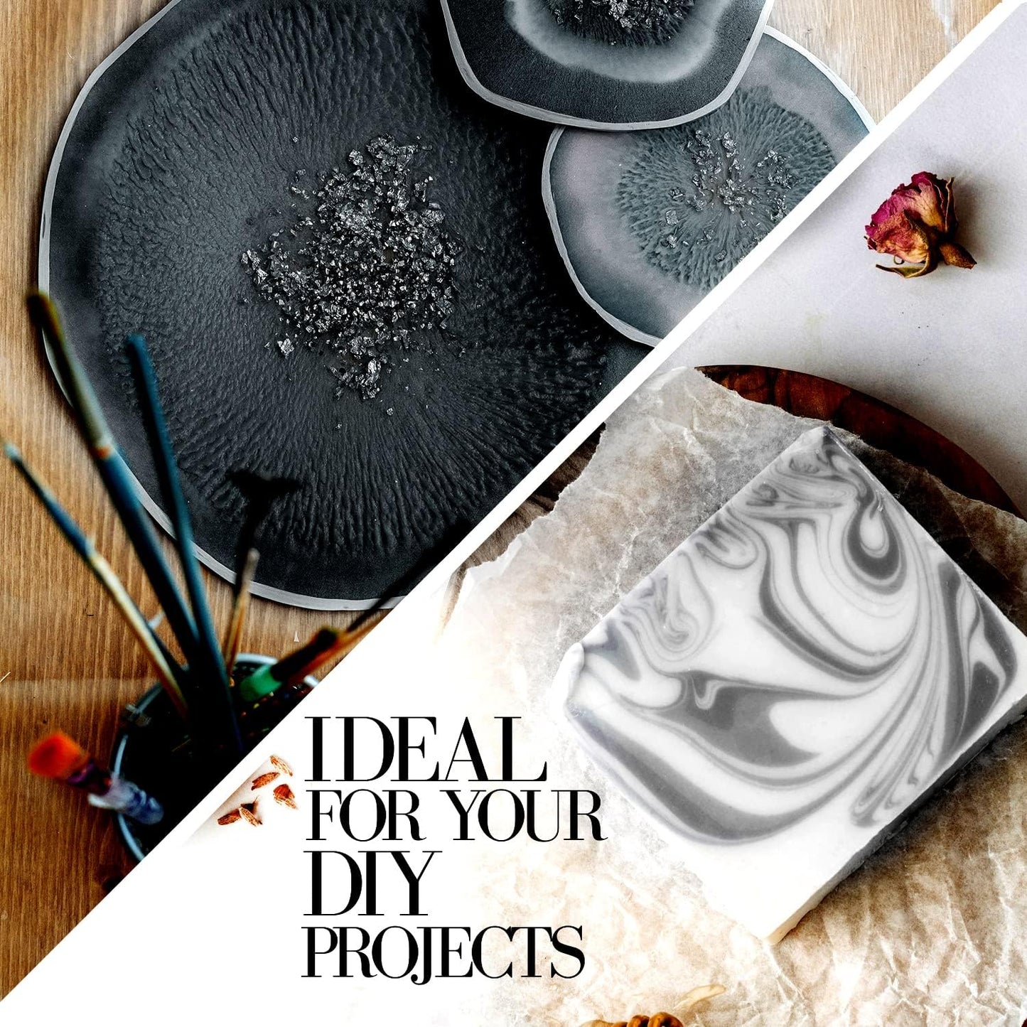 Charcoal Black Mica Powder for Epoxy Resin 100g / 3.5oz. Sealed Bag - TECHAROOZ 2 Tone Resin Dye Color Pigment Powder for Lip Gloss, Nails, Colorant for Slime Bath Bombs Soap Making & Polymer Clay