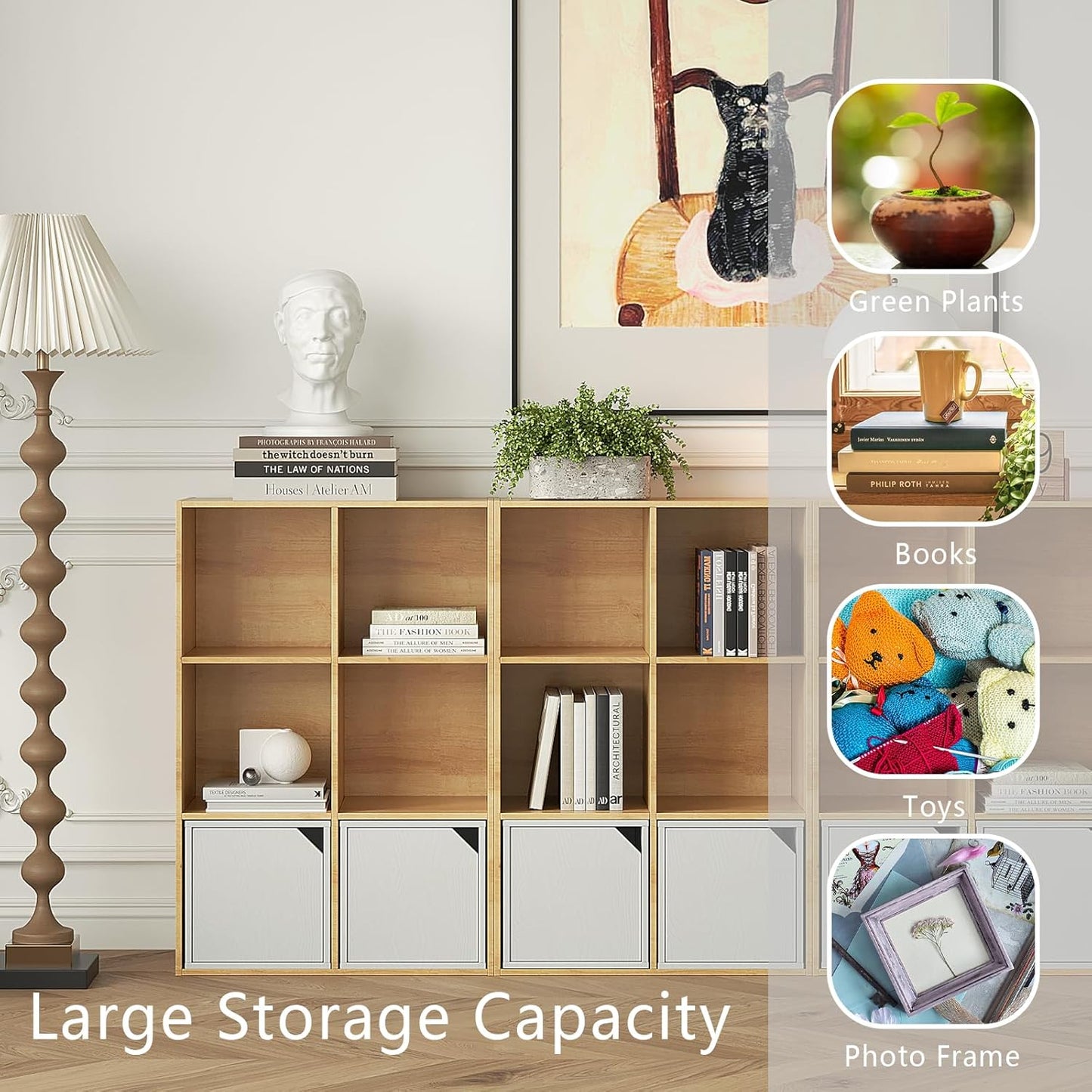 Wooden 6-Cube Storage Organizer with Closed Back Panel, 11in Cube Shelf Opening, Bookshelf, Display Shelf,Closet Cabinet for Home and Office,Natural Oak