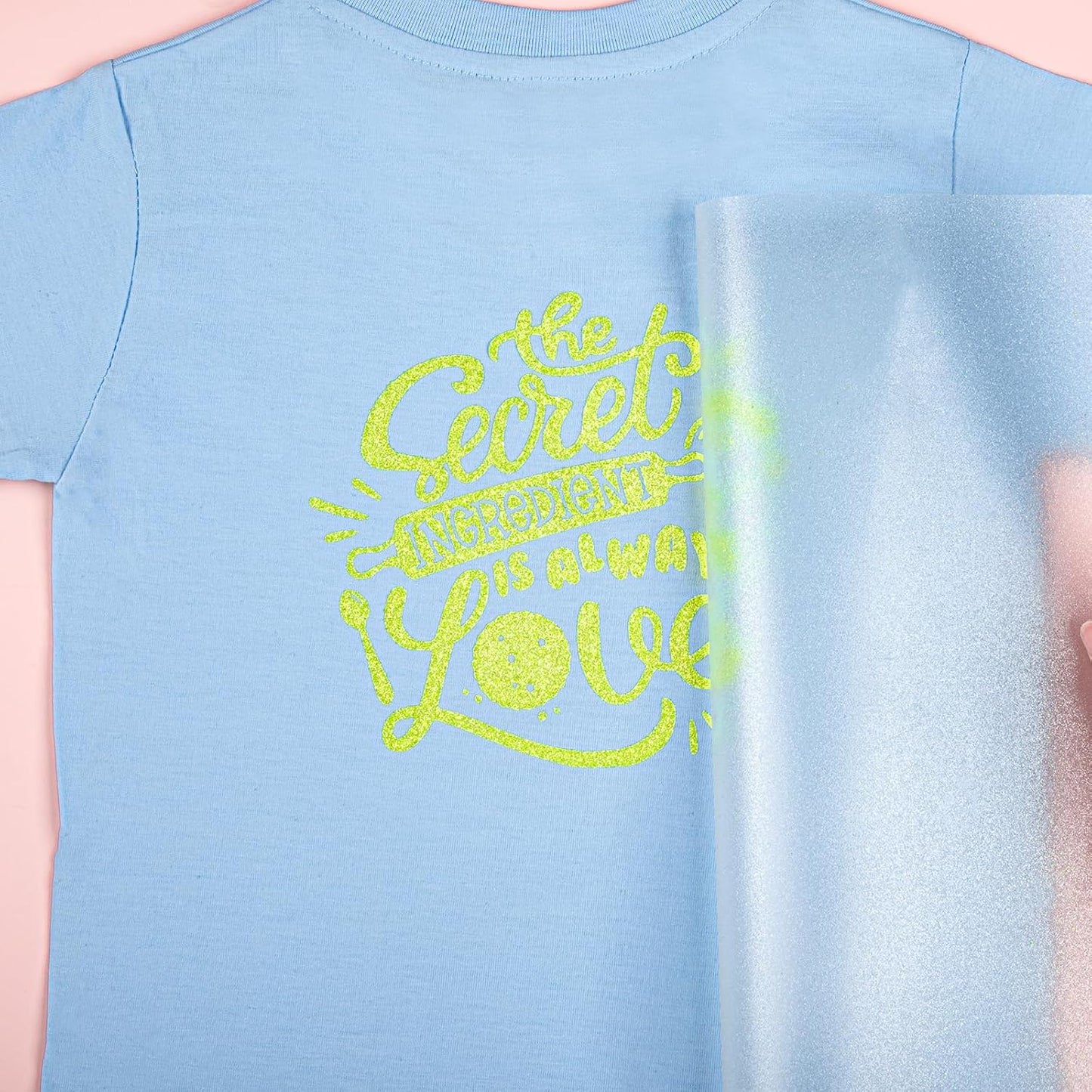 HTVRONT Glitter Heat Transfer Vinyl - 10" x 5FT Neon Lemon Yellow Glitter HTV Vinyl for T-Shirts, Neon Lemon Yellow Glitter Iron on Vinyl for All Cutter Machine