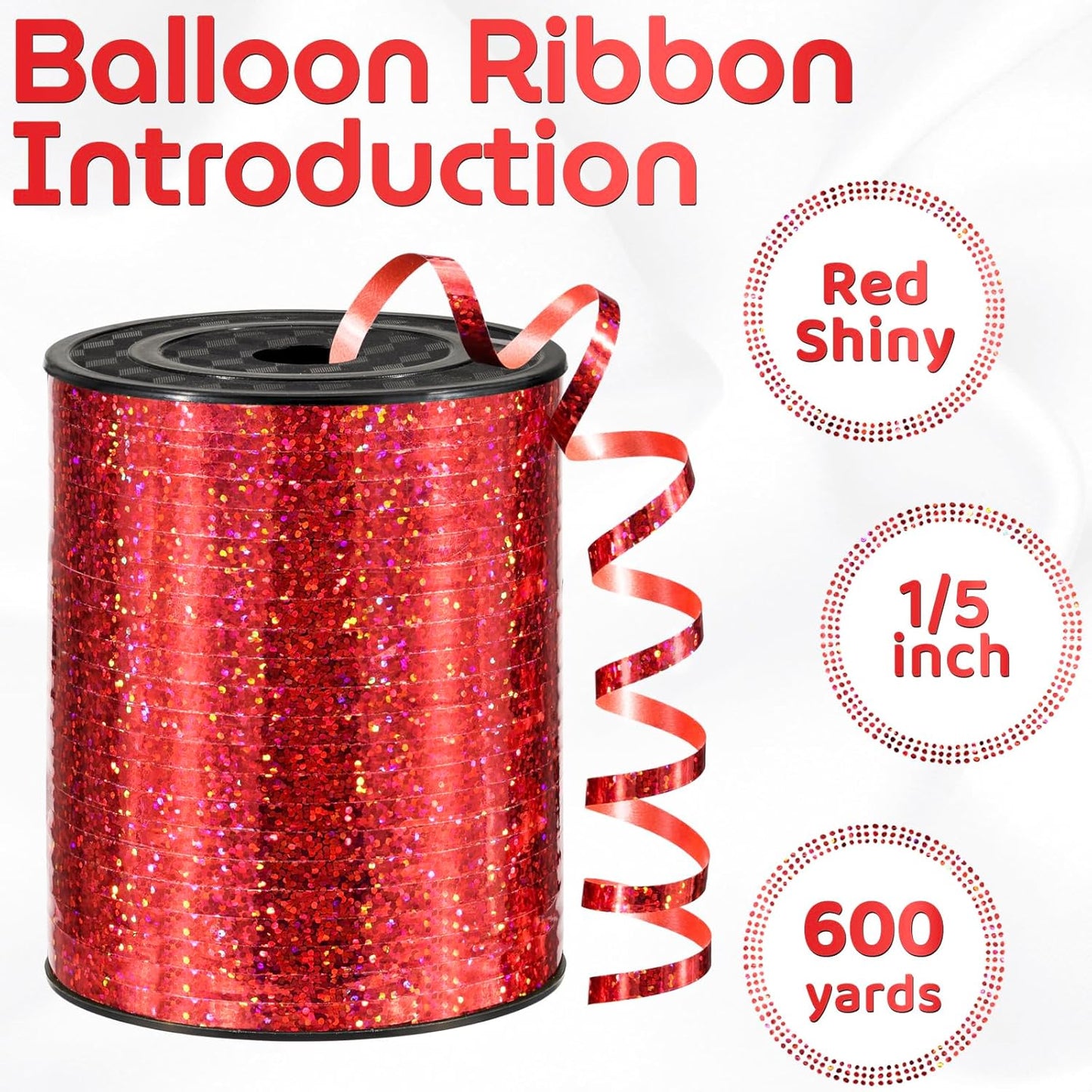 600 Yards Red Shiny Curling Ribbon 1/5 Inch Thin Balloon String, Red Plastic Ribbon for Gift Wrapping, Christmas, Baby Shower, Easter, Valentine's Day, Wedding