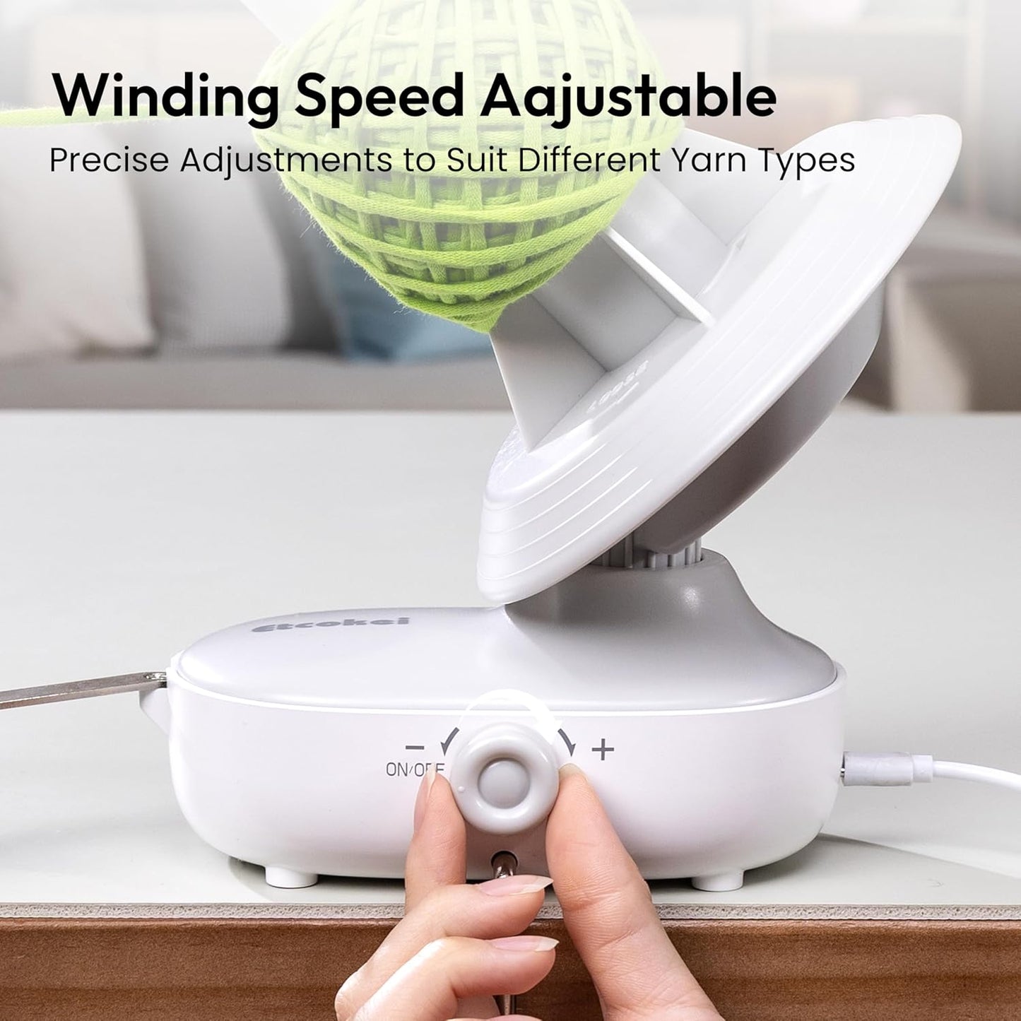 Electric Yarn Winder for Crocheting, Upgrade Dual-Spring Tension 10oz Large Capacity, Stepless Speed Automatic Yarn Winder Wool Spinner Roller for Crochet Lovers(Gray)