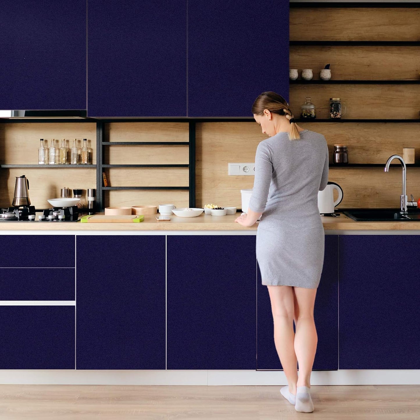 TECKWRAP Matte Navy Blue Adhesive Vinyl Roll 12" x 10ft Matte Blue Permanent Vinyl for Decals, Signs, Scrapbooking, DIY Home Decor, Indoor & Outdoor Use