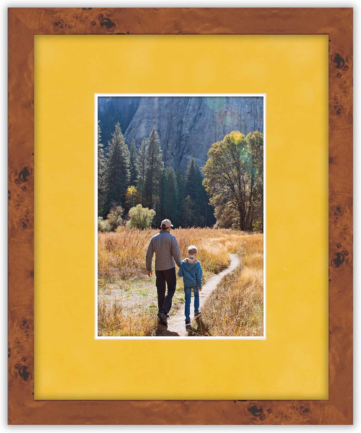 Pack of Ten 8x10 Mats Bevel Cut for 6x8 Photos - Acid Free Sunrise Yellow Suede Precut Matboards for Pictures, Photos, Framing - 4-ply Thickness