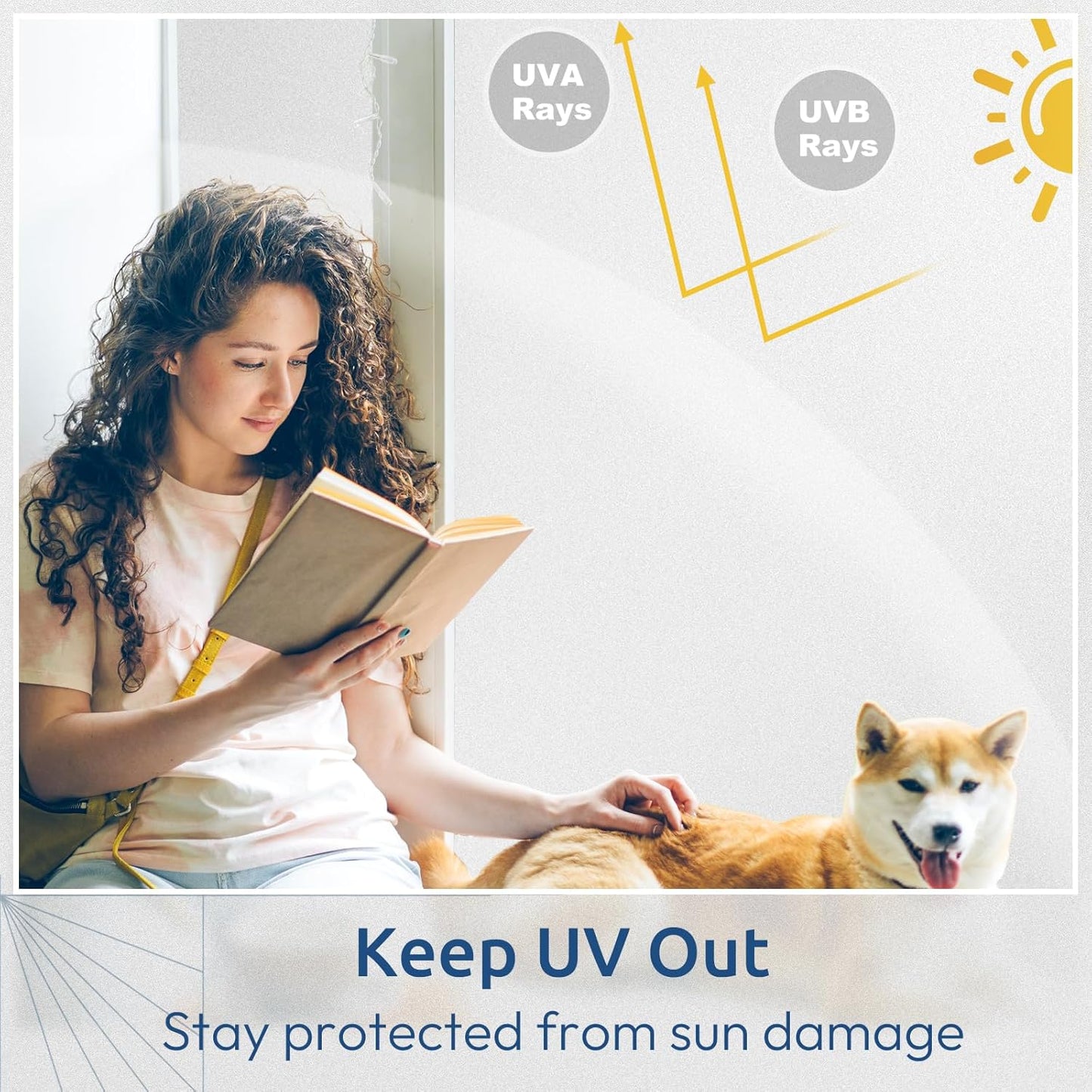 rabbitgoo Window Privacy Film, Non-Adhesive Frosted Glass Window Film for Bathroom, Static Cling Heat Blocking Stickers for Home Indoor Opaque Frosting Coverings House Tint, Matte White 35.4" x 157"