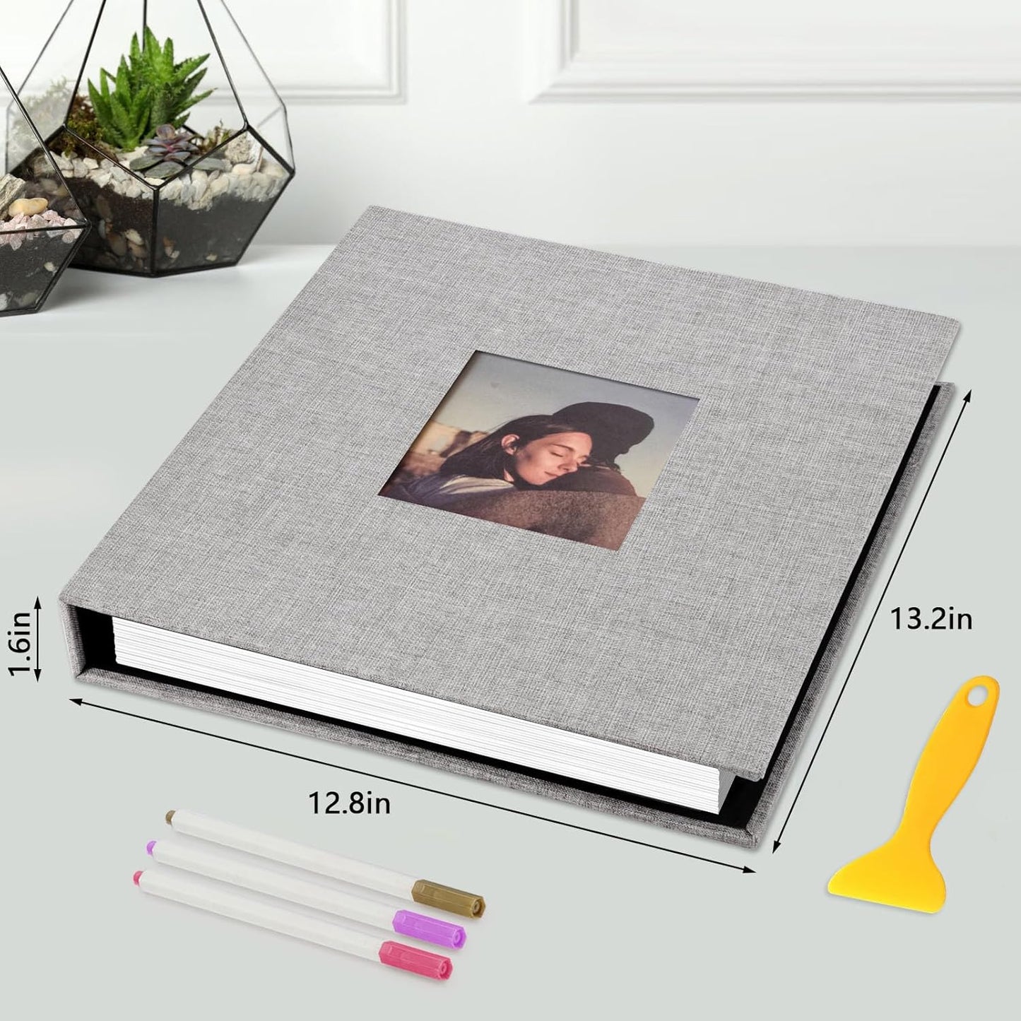 Zesthouse 18 In Photo Album Self Adhesive with Picture Display Window, 3-Ring Scrapbook Albums 60 Pages Holds 10x12 8x10 5x7 4x6 Photos, DIY Photo Book Ideal Gift for Family Wedding Baby