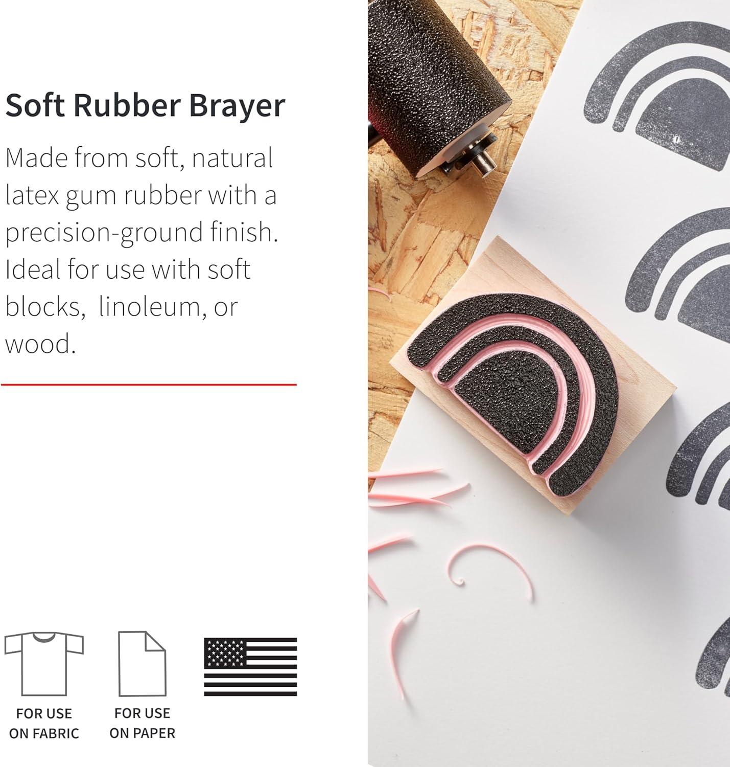 Speedball Soft Rubber Brayer, 2.5-Inch - Roller for Printmaking, Gel & Block Printing and Crafting - Made in USA