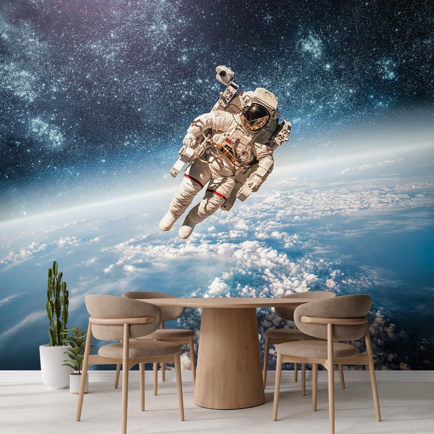 wall26 - an Astronaut Floating About Planet Earth- Wall Mural, Removable Sticker, Home Decor - 66x96 inches