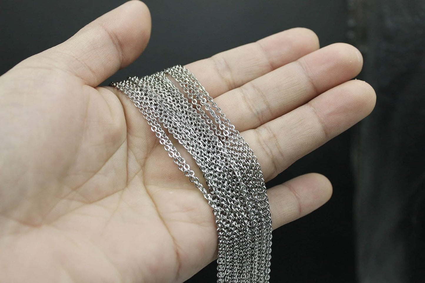 Wholesale 12 PCS Genuine Stainless Steel Cable Chain Necklace Chains Bulk for Jewelry Making (18 Inch(2MM))