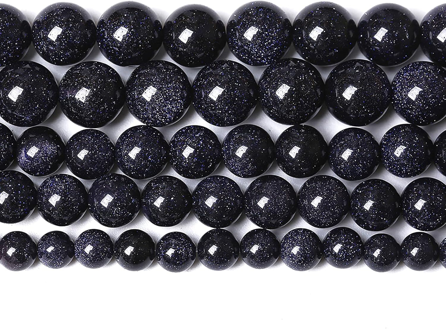 180PCS 4mm Blue Sandstone Gemstone Beads Beads Natural Stone Round Loose Beads for Jewelry Making DIY Bracelet Necklace 32" 2 Strands