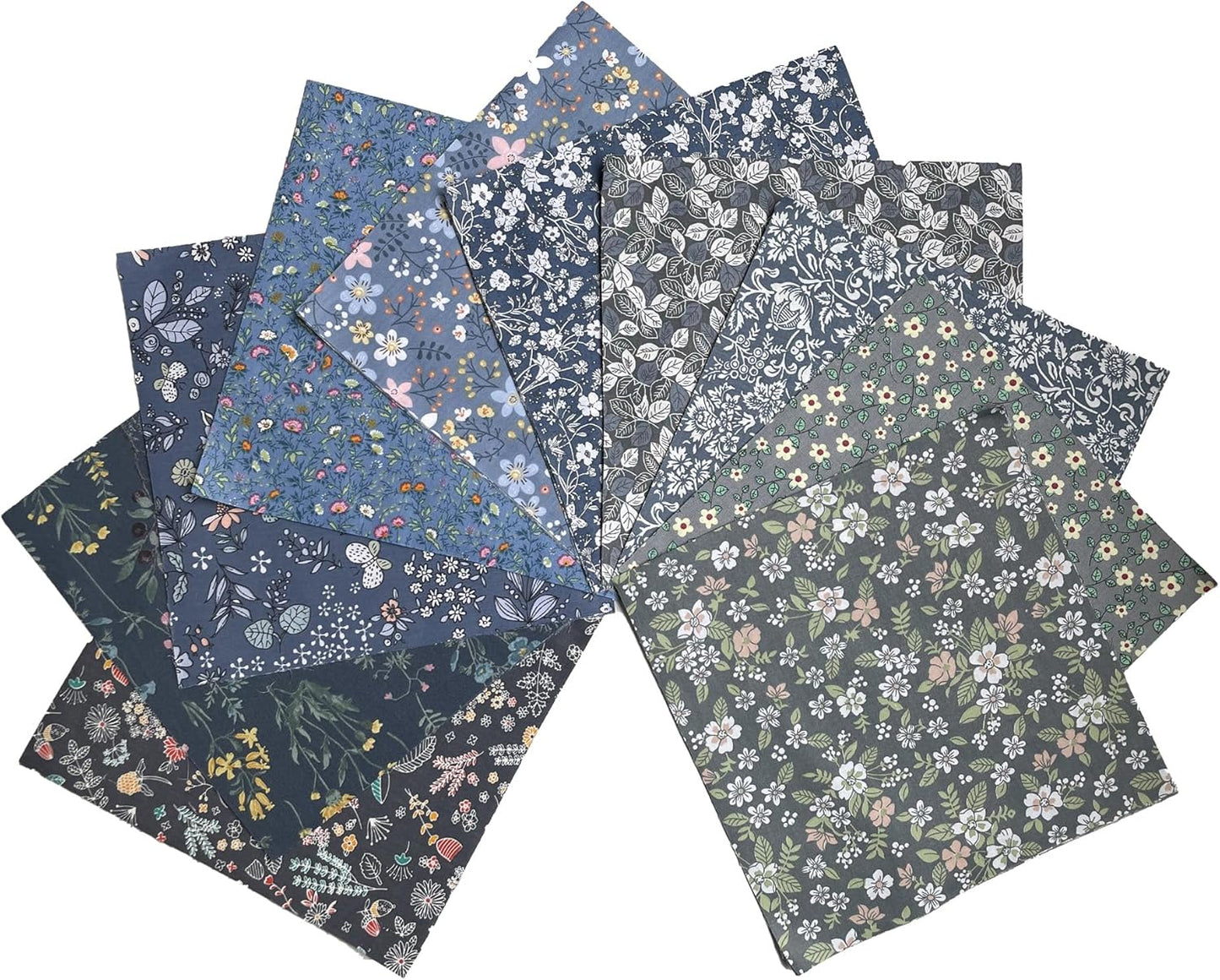 HANPATQUI 50PCS 8 x 8 inch Grey Printed 100% Cotton Fat Quarters Fabric for Sewing and Quilting Bundles Precut Fabric Square for DIY Craft Patchwork