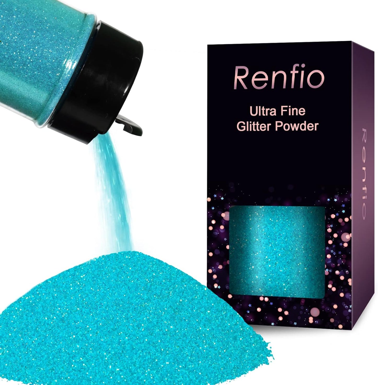 Renfio Iridescent Ultra Fine Glitter Powder Resin Supplies Glitters 1.94 Oz (55g) PET Flake Crafts Sequins 1/128" 0.008" 0.2mm Epoxy Chips Flakes for Tumblers Slime Olympic Decorations - Blue