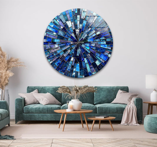 My Photostation.com 27.5''(70cm) Diameter Radiant Mosaic Burst Round Glass Wall Art Tempered Glass Printing Wall Decor Large Wall Art Wall Hangings