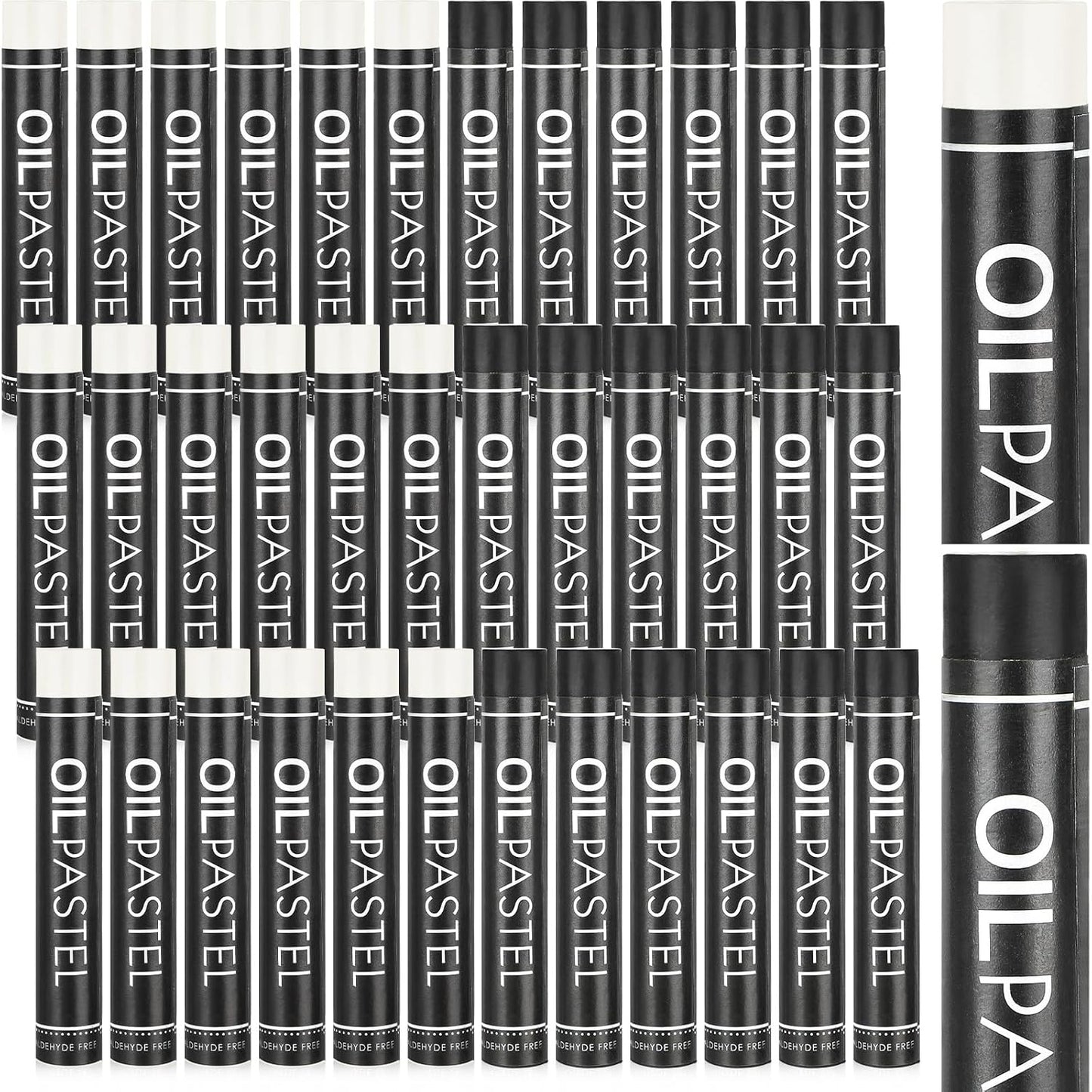 Geyoga 36 Pcs Soft Oil Pastels Bulk Artists Oil Crayons Single Color Creamy Pastels for Art Painting Drawing Blending for Back to School First Day of School Kids Students Artists(Black, White)