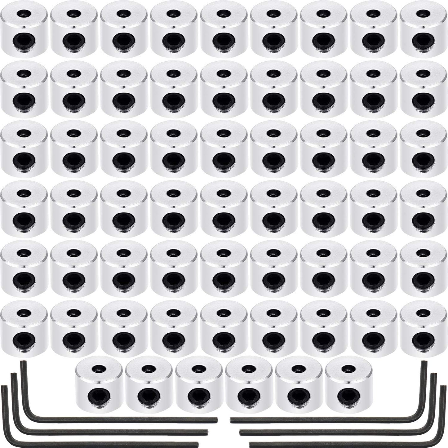 Leinuosen 60 Pieces Pin Keepers Locking Clasp Pin Backs Replacement with Wrench (Silver Color, 6 x 5 mm)