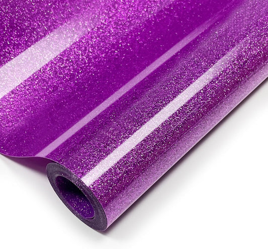 Dark Purple Glitter HTV Heat Transfer Vinyl, 12" x 8ft lron on Vinyl, for T-Shirt Ironing, Vinyl HTV Easy to Cut and Weed, The Best Choice for DIY Creativity. (Dark Purple, 12" x 8ft)